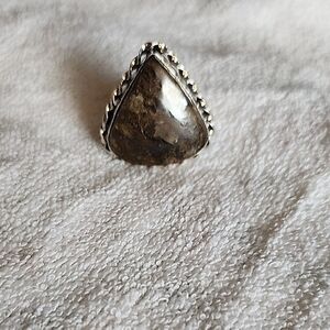 Source Unknown Silver and Brown Teardrop Ring